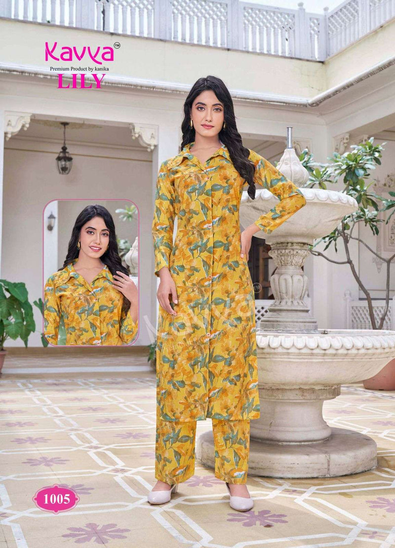 Kavya Lily Vol 1 Chanderi Casual Wear Shirt Style Long Kurti Pant Set