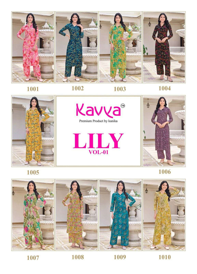 Kavya Lily Vol 1 Chanderi Casual Wear Shirt Style Long Kurti Pant Set