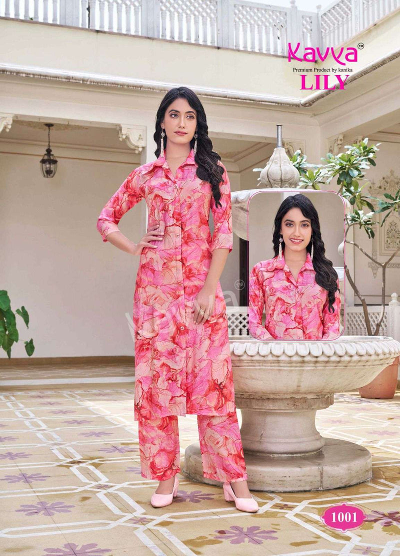 Kavya Lily Vol 1 Chanderi Casual Wear Shirt Style Long Kurti Pant Set