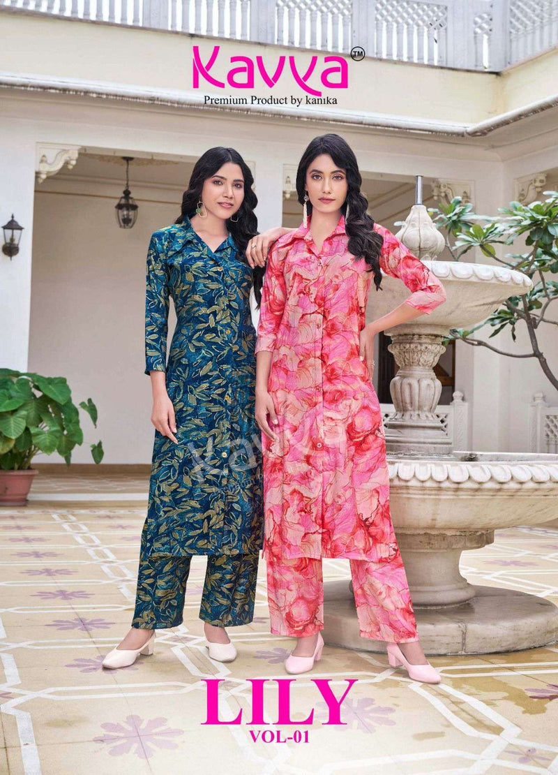 Kavya Lily Vol 1 Chanderi Casual Wear Shirt Style Long Kurti Pant Set