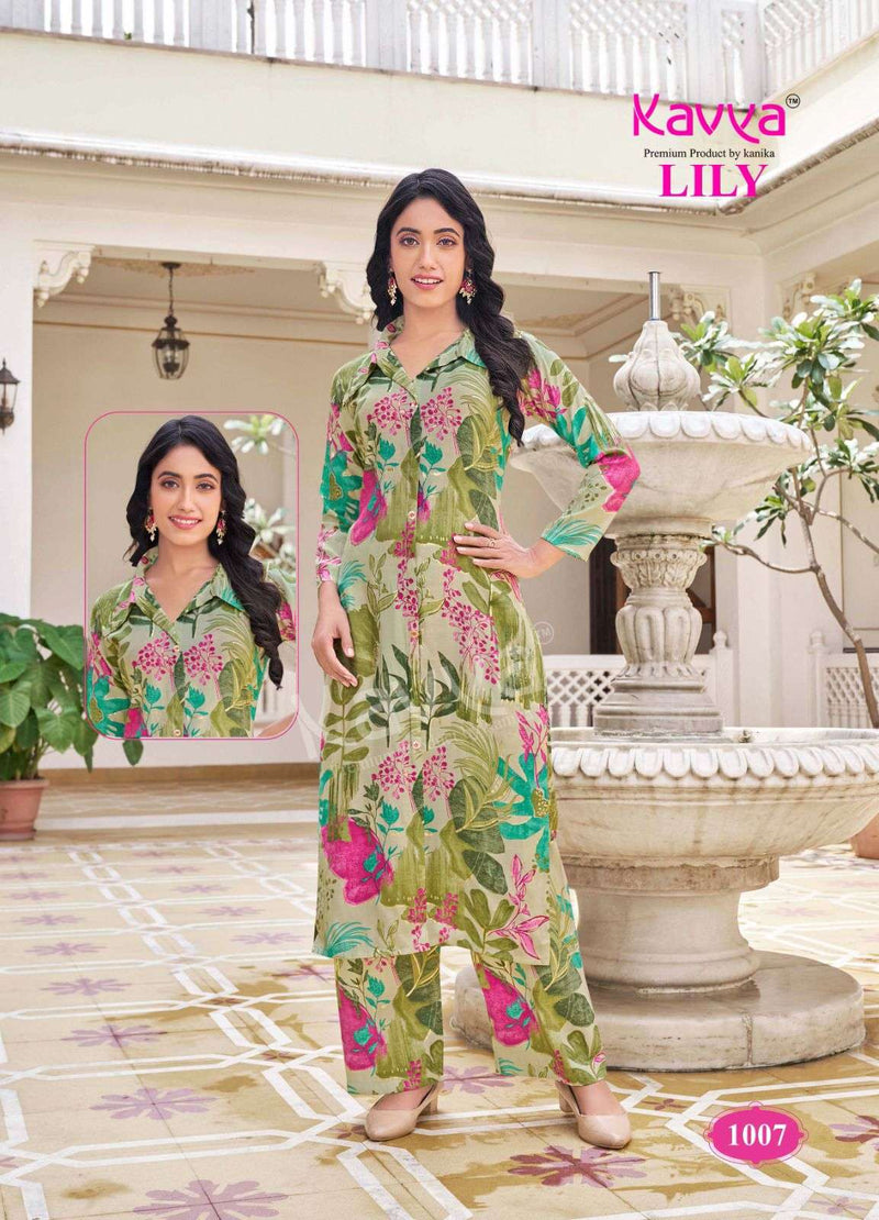 Kavya Lily Vol 1 Chanderi Casual Wear Shirt Style Long Kurti Pant Set