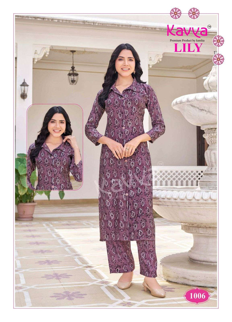 Kavya Lily Vol 1 Chanderi Casual Wear Shirt Style Long Kurti Pant Set