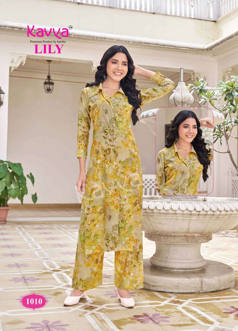 Kavya Lily Vol 1 Chanderi Casual Wear Shirt Style Long Kurti Pant Set