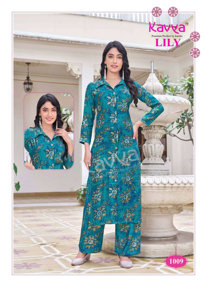 Kavya Lily Vol 1 Chanderi Casual Wear Shirt Style Long Kurti Pant Set
