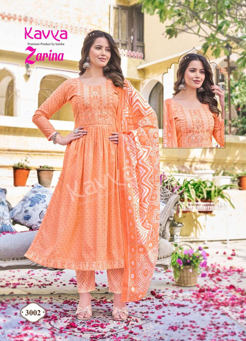 Kavya Zarina Vol 3 Nayra Stitched Cotton With Heavy Embrodery Designer Kurti Combo Set
