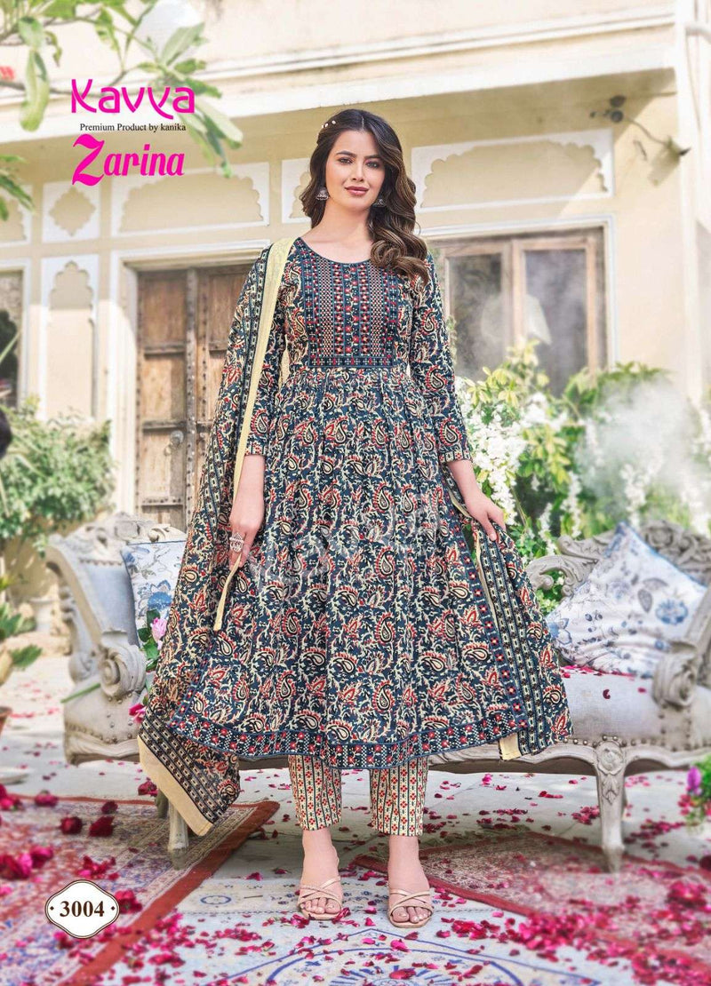 Kavya Zarina Vol 3 Nayra Stitched Cotton With Heavy Embrodery Designer Kurti Combo Set
