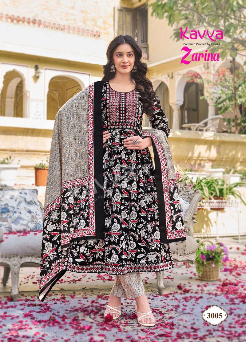 Kavya Zarina Vol 3 Nayra Stitched Cotton With Heavy Embrodery Designer Kurti Combo Set
