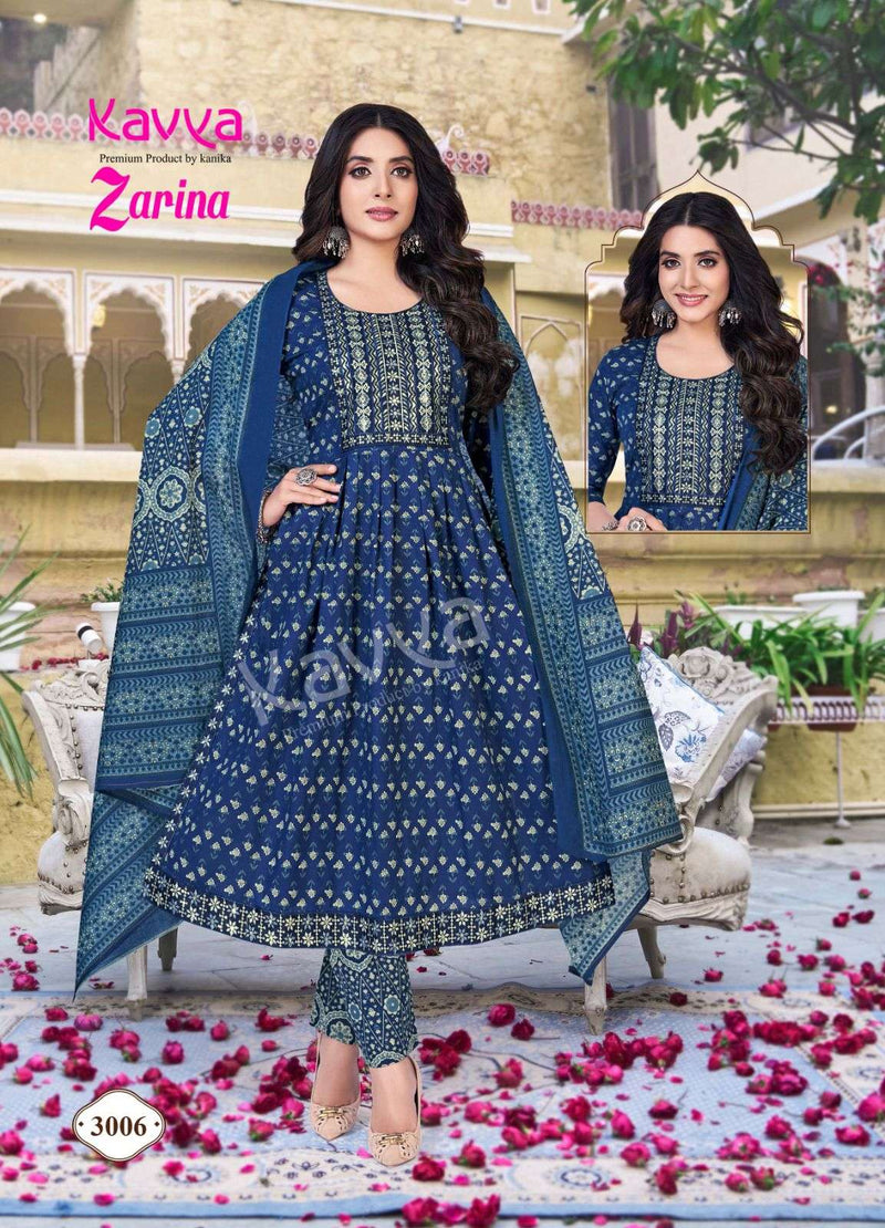 Kavya Zarina Vol 3 Nayra Stitched Cotton With Heavy Embrodery Designer Kurti Combo Set
