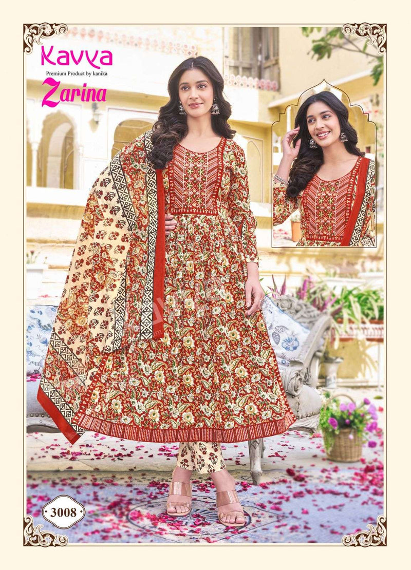 Kavya Zarina Vol 3 Nayra Stitched Cotton With Heavy Embrodery Designer Kurti Combo Set