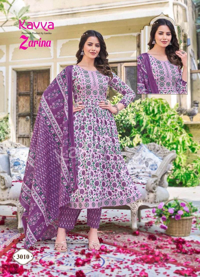 Kavya Zarina Vol 3 Nayra Stitched Cotton With Heavy Embrodery Designer Kurti Combo Set