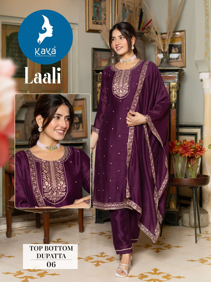Kaya Laali Silk Rich Combination Festiv Wear Kurti Pant Dupatta Set
