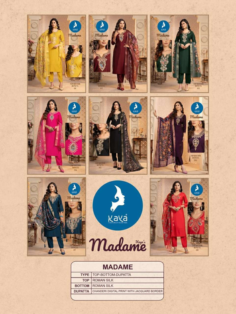 Kaya Madame Silk Festiv Wear Kurti Pant Chanderi Print Dupatta Set