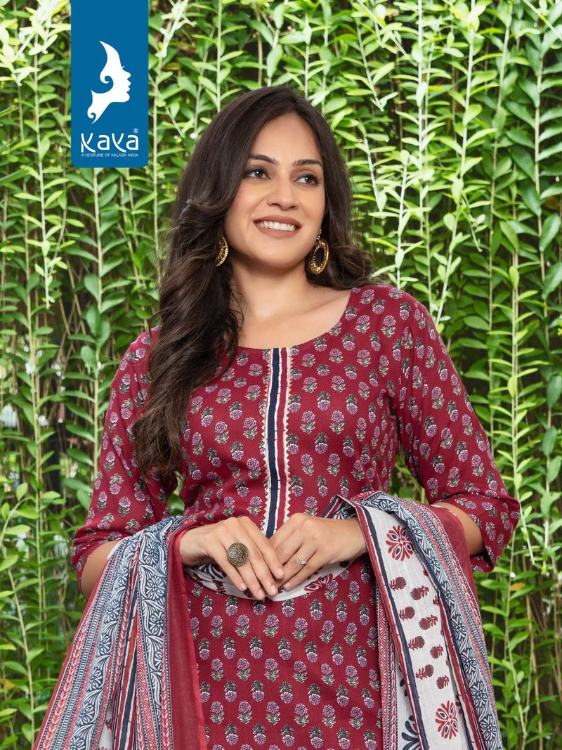 Kaya Present Monsoon Fancy 3pcs Set Rayon Print Kurti With Pant And Cotton Dupatta