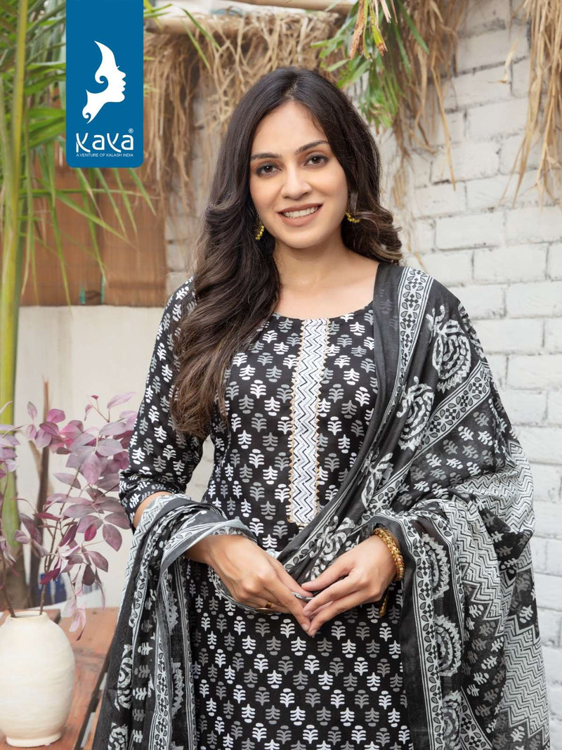 Kaya Present Monsoon Fancy 3pcs Set Rayon Print Kurti With Pant And Cotton Dupatta
