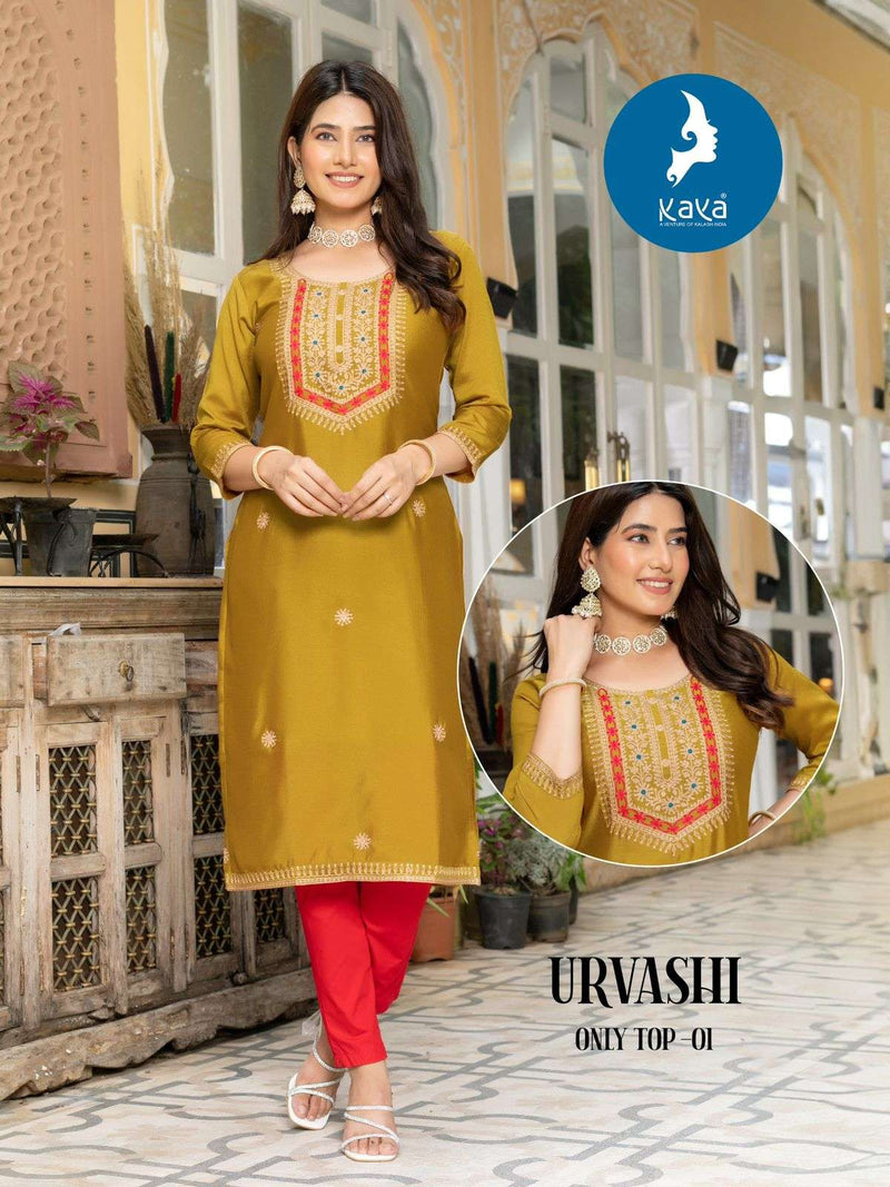 Kaya Urvashi Silk Thread Work Designer Casual Wear Kurti