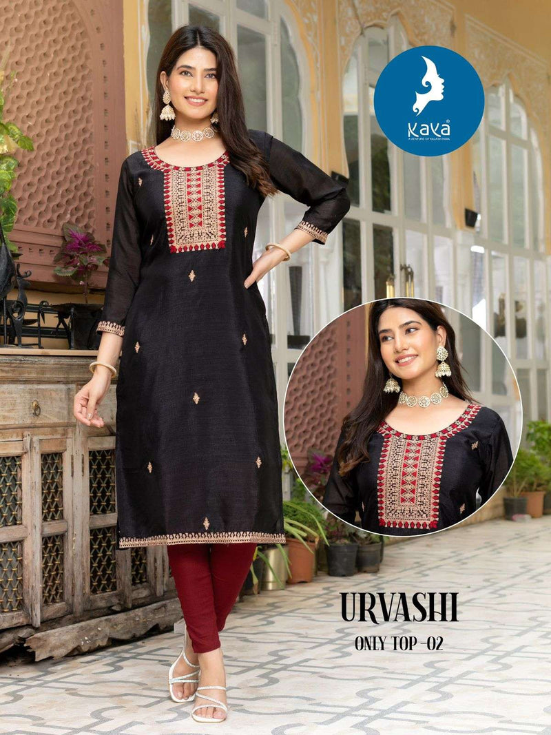 Kaya Urvashi Silk Thread Work Designer Casual Wear Kurti