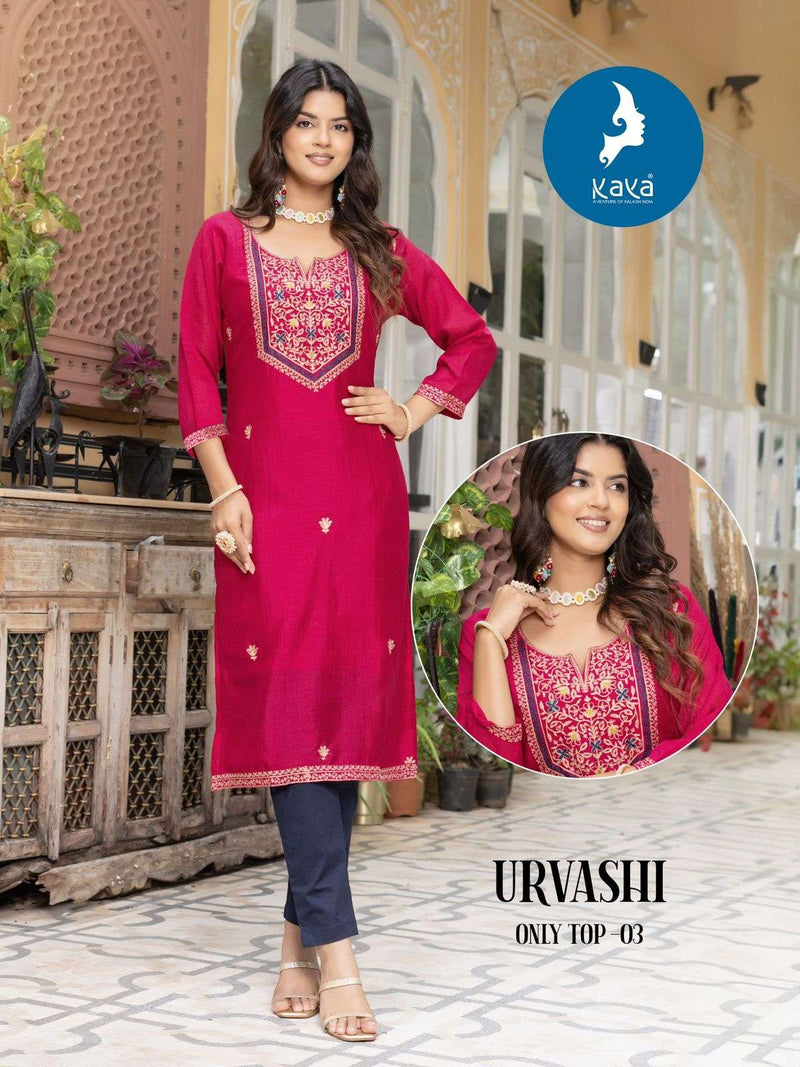 Kaya Urvashi Silk Thread Work Designer Casual Wear Kurti