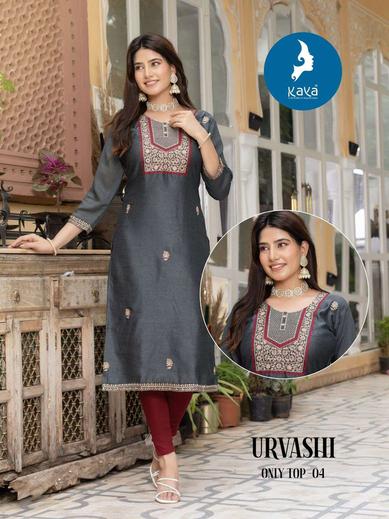 Kaya Urvashi Silk Thread Work Designer Casual Wear Kurti