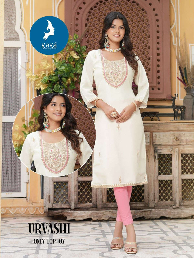 Kaya Urvashi Silk Thread Work Designer Casual Wear Kurti