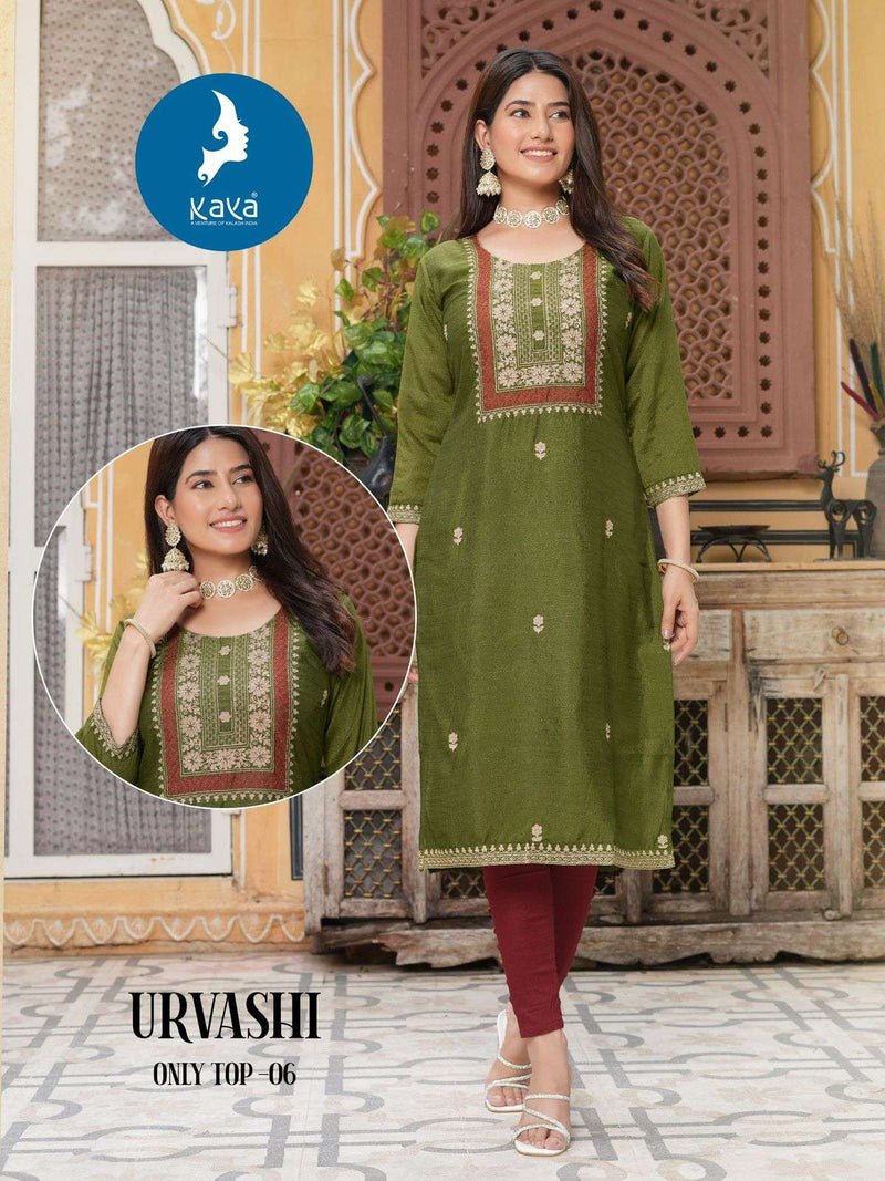 Kaya Urvashi Silk Thread Work Designer Casual Wear Kurti