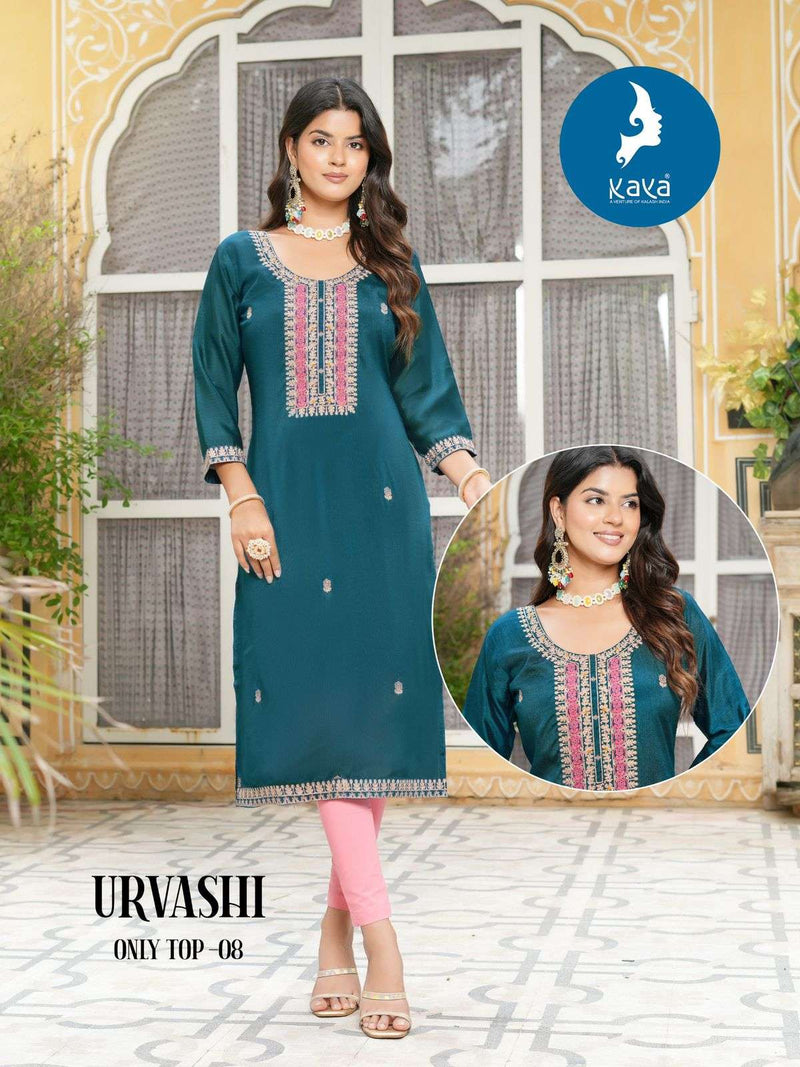 Kaya Urvashi Silk Thread Work Designer Casual Wear Kurti