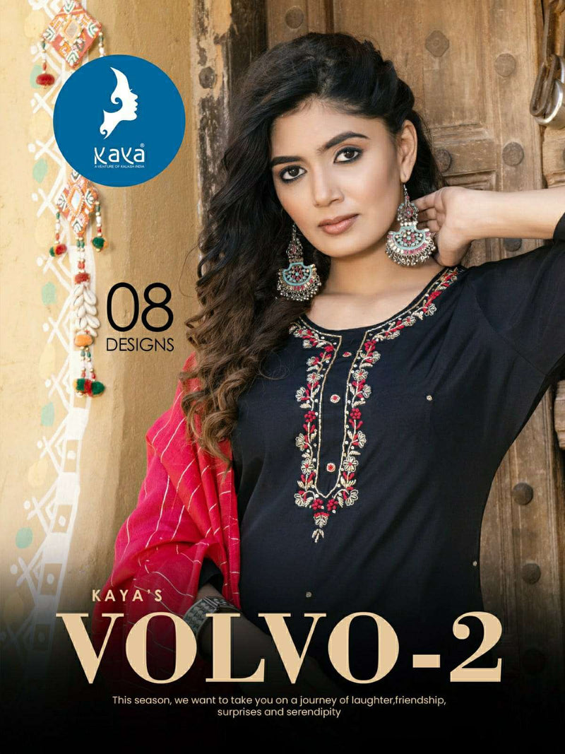 Kaya Volvo Vol 2 Silk Casual Wear Kurti Pant Dupatta Set
