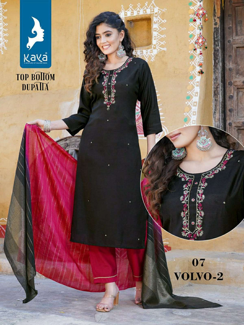 Kaya Volvo Vol 2 Silk Casual Wear Kurti Pant Dupatta Set
