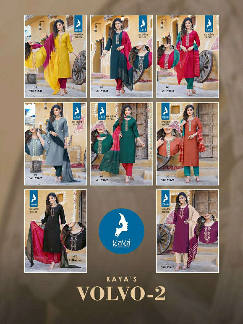 Kaya Volvo Vol 2 Silk Casual Wear Kurti Pant Dupatta Set