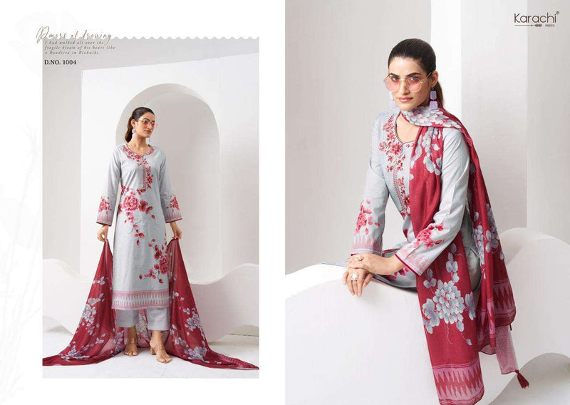 Kesar Karachi Prints Dreams Lawn Cotton Embroidery Heavy Designer Salwar Suit