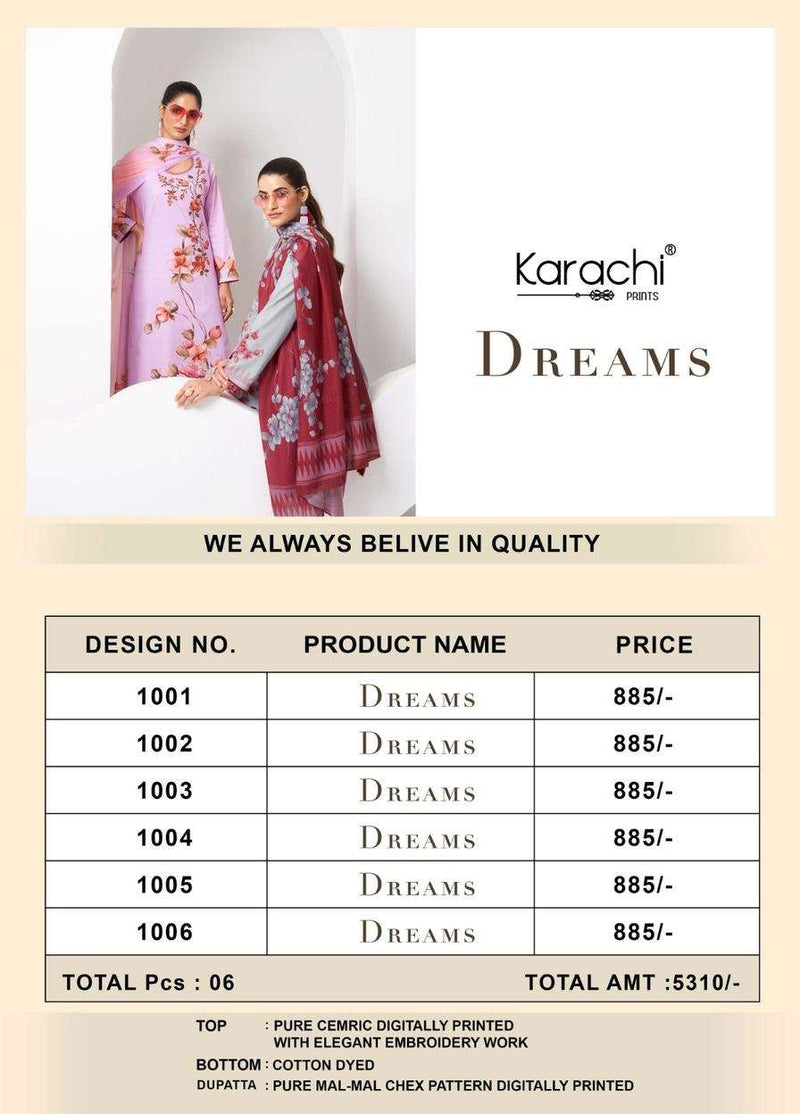 Kesar Karachi Prints Dreams Lawn Cotton Embroidery Heavy Designer Salwar Suit