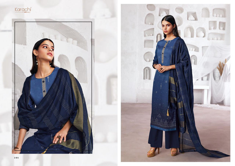Kesar Karachi Prints Shades Jam Satin With Embroidery Work Fancy Salwar Suit Collection