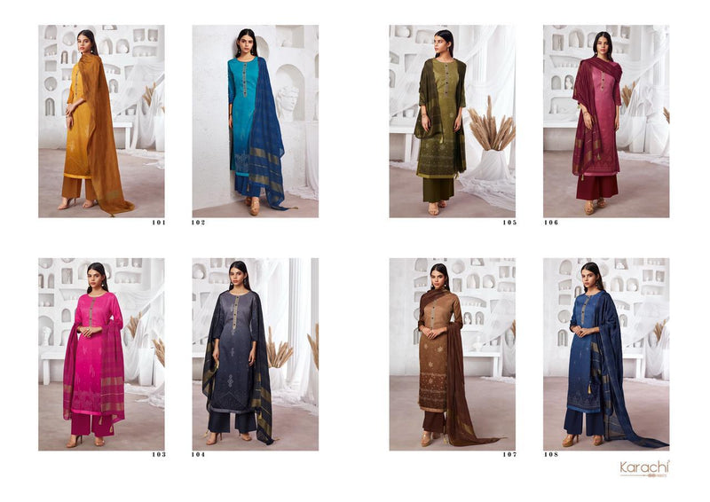 Kesar Karachi Prints Shades Jam Satin With Embroidery Work Fancy Salwar Suit Collection