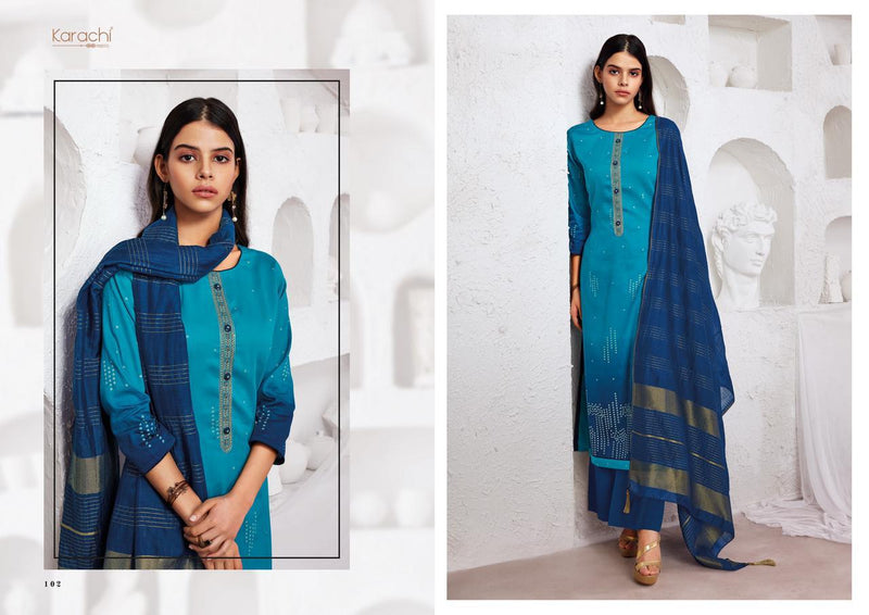 Kesar Karachi Prints Shades Jam Satin With Embroidery Work Fancy Salwar Suit Collection