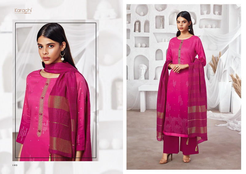 Kesar Karachi Prints Shades Jam Satin With Embroidery Work Fancy Salwar Suit Collection