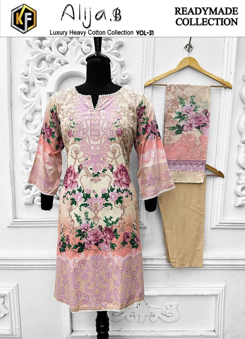 Keval Fab Alija B Vol 31 Ready Made Collection Cotton Print Kurti Pant Dupatta Set