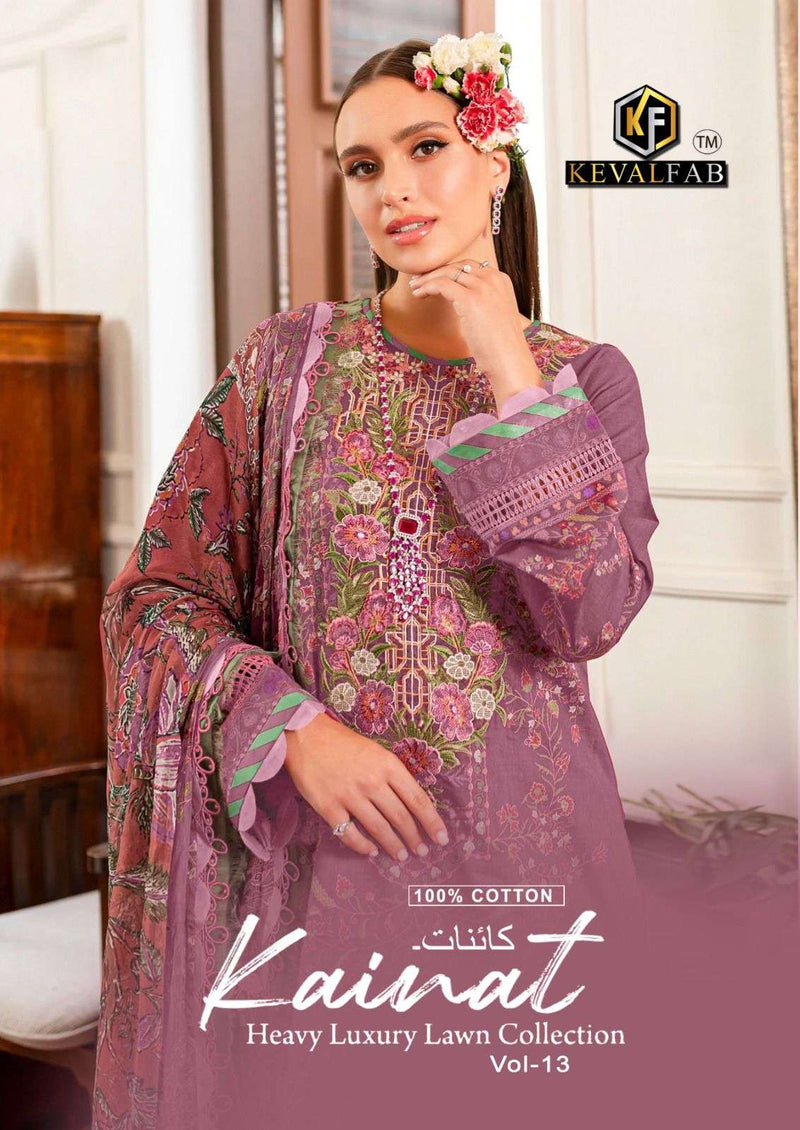 Keval Fab Kainat Vol 13 Ready Made Collection Lawn Cotton Print Kurti Pant Dupatta Set