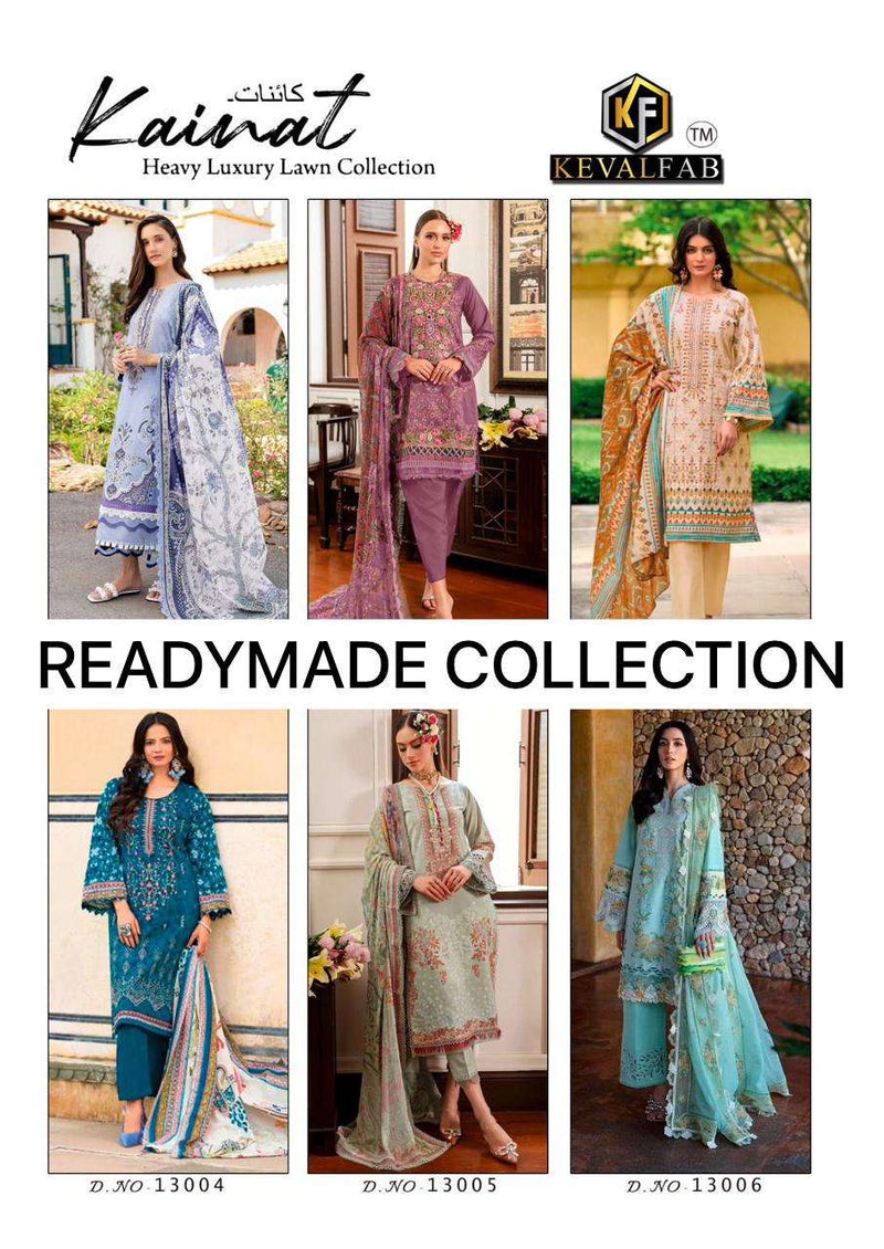 Keval Fab Kainat Vol 13 Ready Made Collection Lawn Cotton Print Kurti Pant Dupatta Set