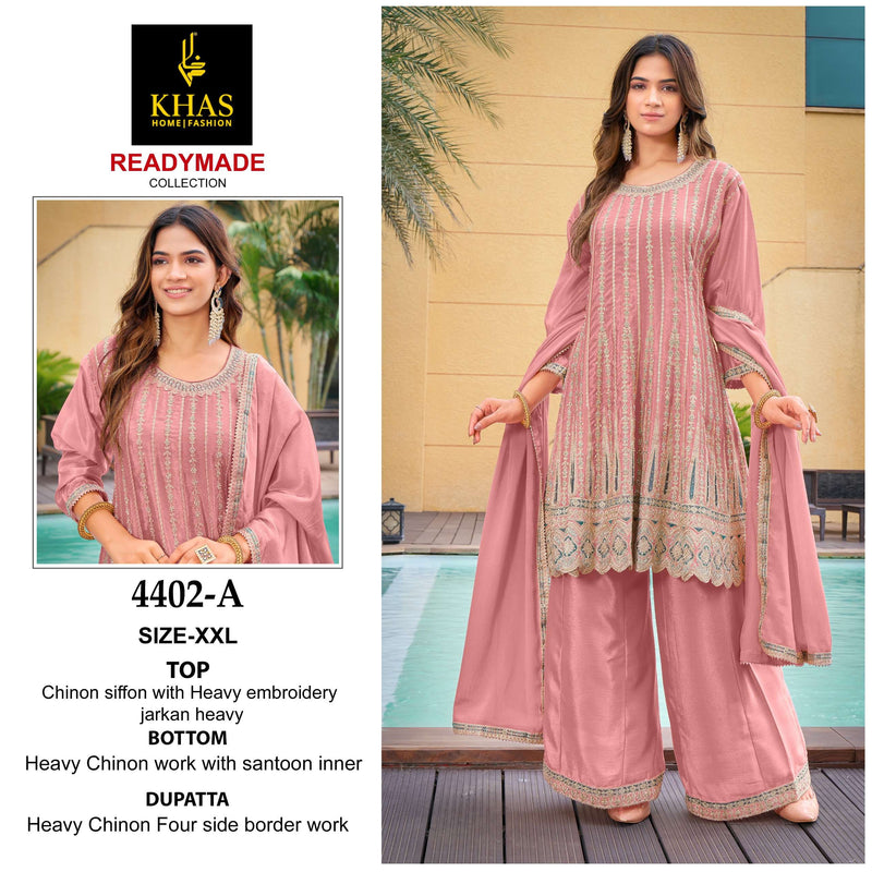 Khas Fashion D No 4402 Chinon Heavy Embroidery Wedding Wear Suit Collection