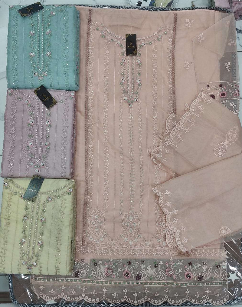 Khas Fashion D No K 47 Organza With Diamond Work Semi Stitched Salwar Suit