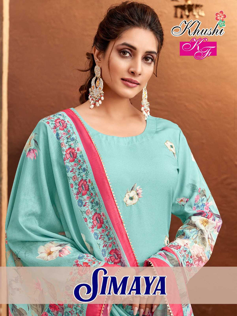 Khushi Fashion Simaya Muslin Silk Digital Print Kurti Pant Set With Dupatta Set