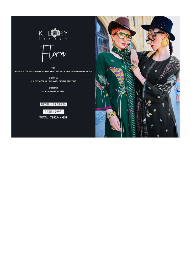 Kilory Flora Viscose Musline Digital Foil Print Fancy Party Wear Salwar Suit