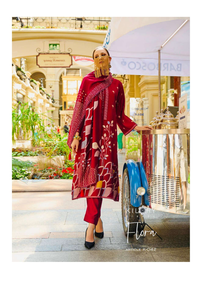Kilory Flora Viscose Musline Digital Foil Print Fancy Party Wear Salwar Suit