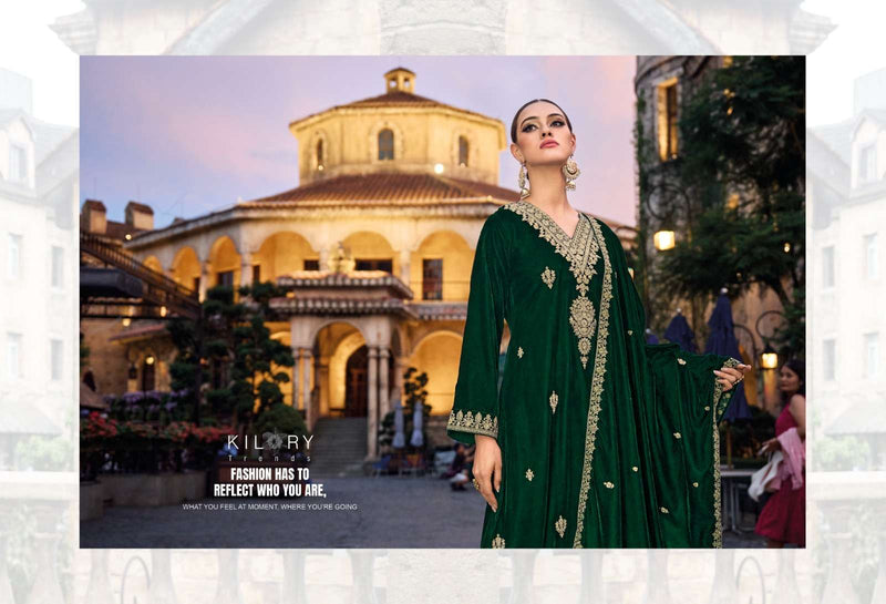 Kilory Trends Noor E Ishq Premium Velvet Fancy Work Pakistani Salwar Kameez