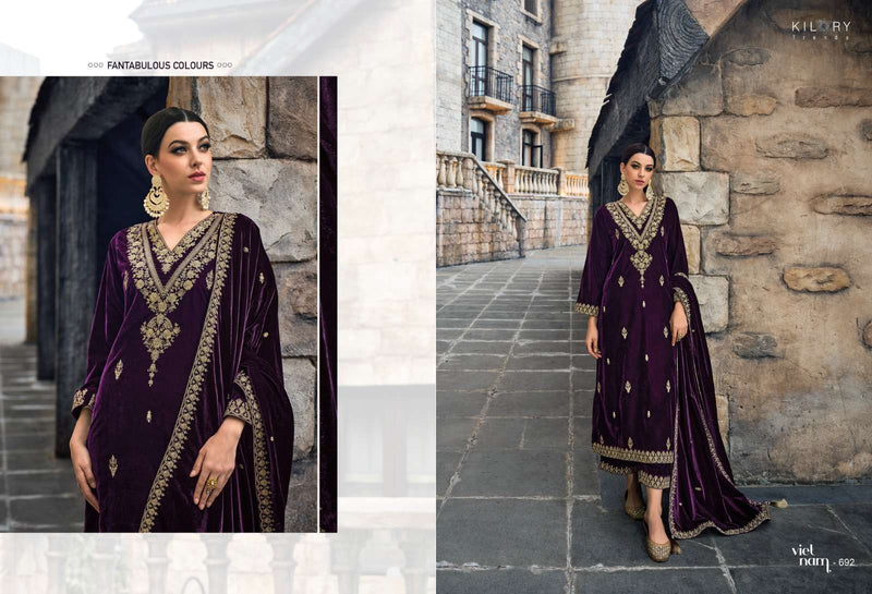 Kilory Trends Noor E Ishq Premium Velvet Fancy Work Pakistani Salwar Kameez