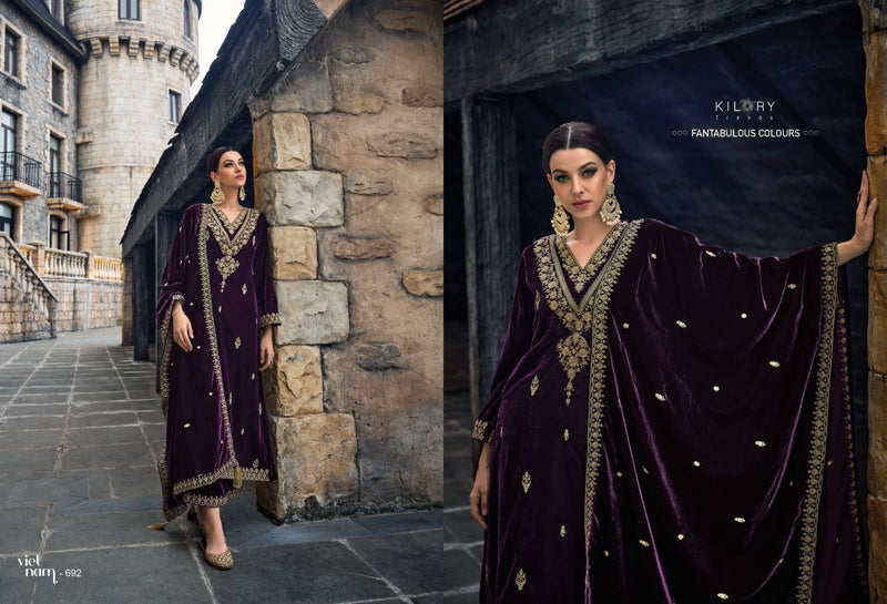 Kilory Trends Noor E Ishq Premium Velvet Fancy Work Pakistani Salwar Kameez