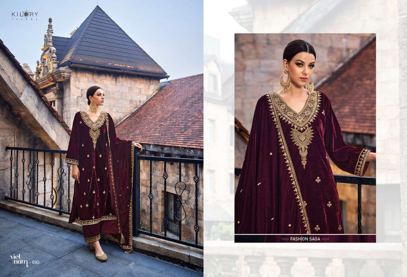Kilory Trends Noor E Ishq Premium Velvet Fancy Work Pakistani Salwar Kameez