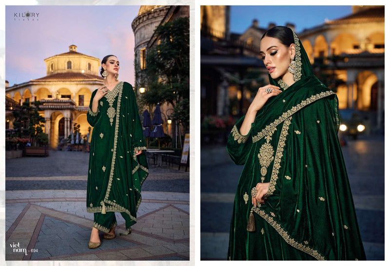 Kilory Trends Noor E Ishq Premium Velvet Fancy Work Pakistani Salwar Kameez