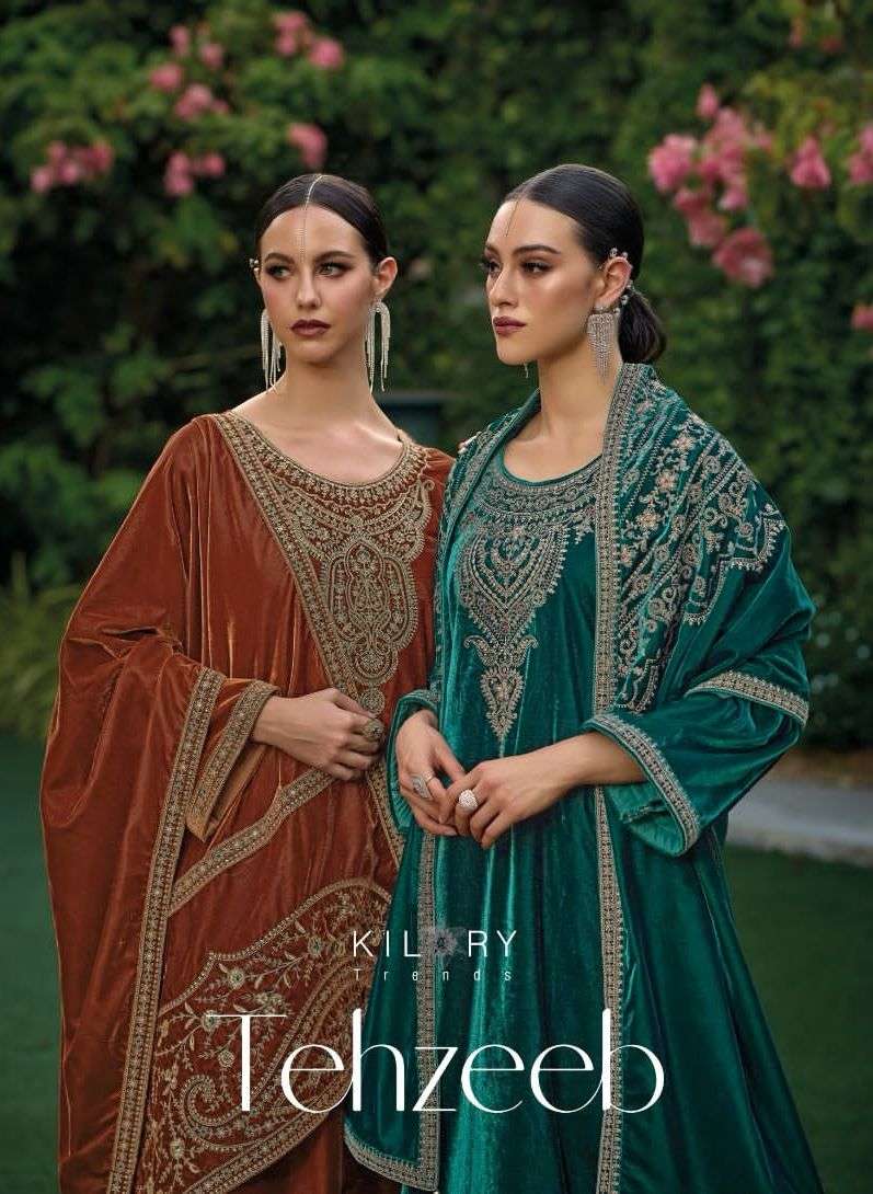 Kilory Trends Tehzeeb Premium Velvet Fancy Work Designer Pakistani Salwar Kameez