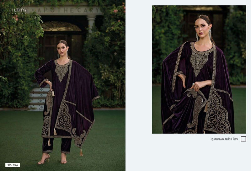 Kilory Trends Tehzeeb Premium Velvet Fancy Work Designer Pakistani Salwar Kameez