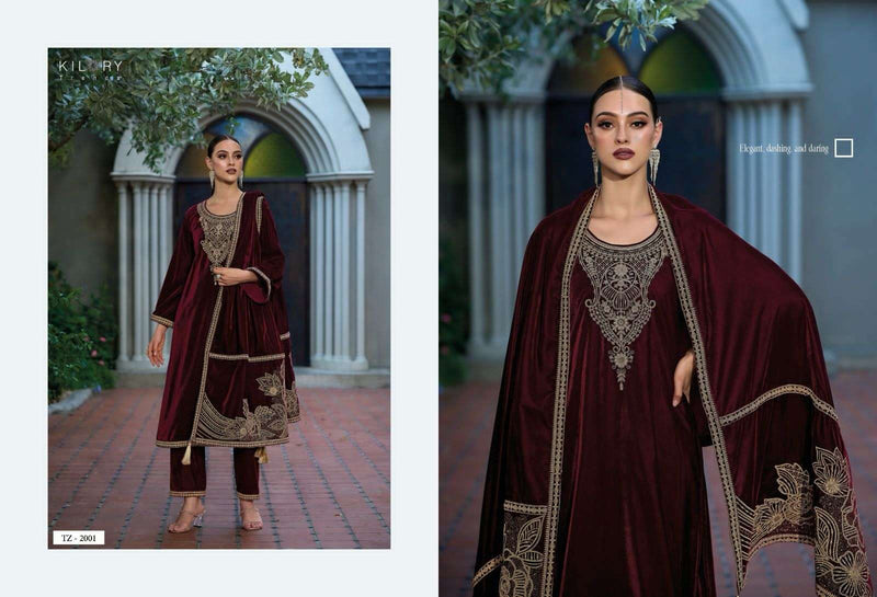 Kilory Trends Tehzeeb Premium Velvet Fancy Work Designer Pakistani Salwar Kameez
